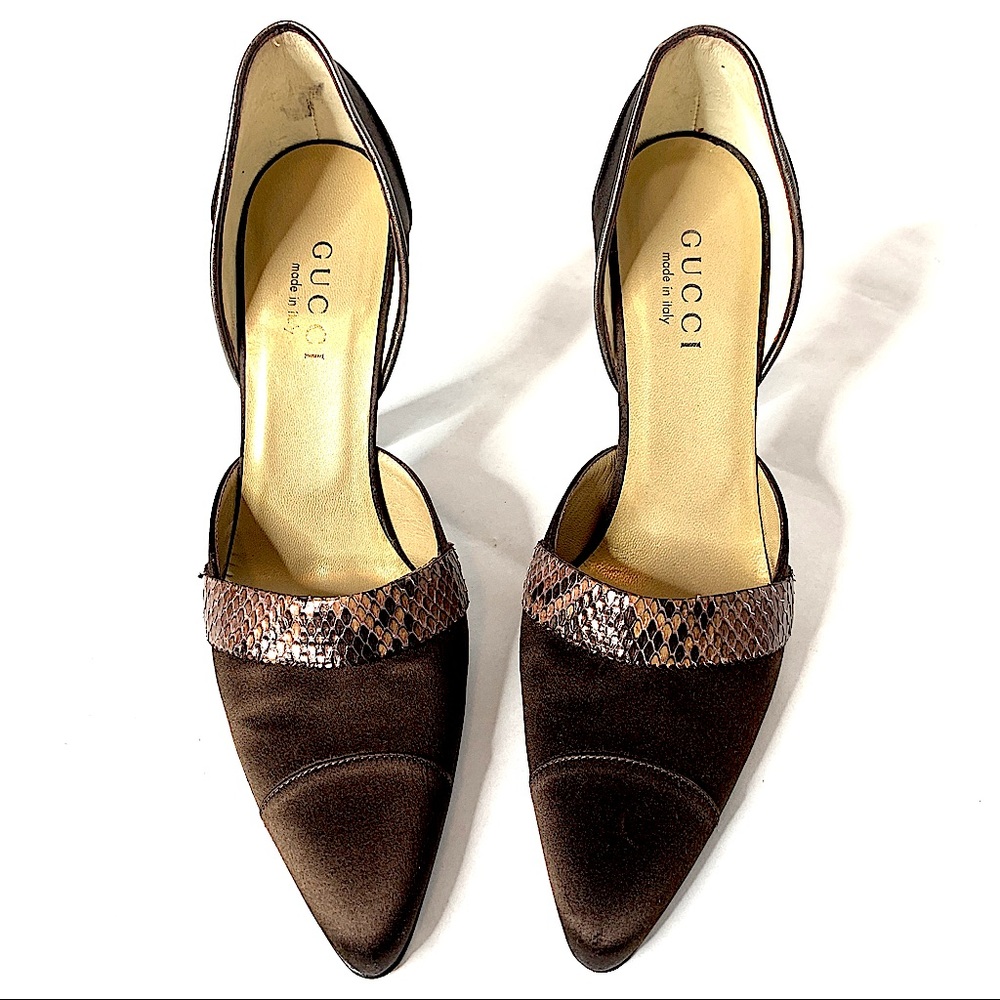 Gucci Brown Satin D'Orsay Heels